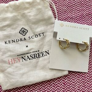 Kendra Scott Mayel Gold Huggie Earrings in White Crystal